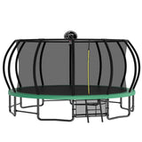 16FT Trampoline for Kids, Pumpkin Trampolines with Curved Poles, Heavy Duty Trampoline Anti-Rust Coating ASTM Approval