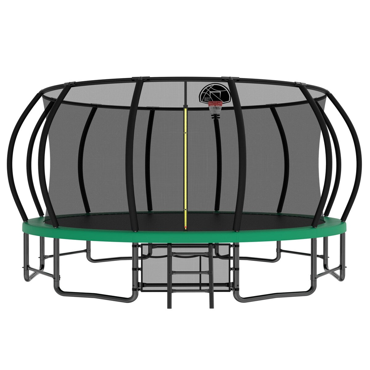 16FT Trampoline for Kids, Pumpkin Trampolines with Curved Poles, Heavy Duty Trampoline Anti-Rust Coating ASTM Approval