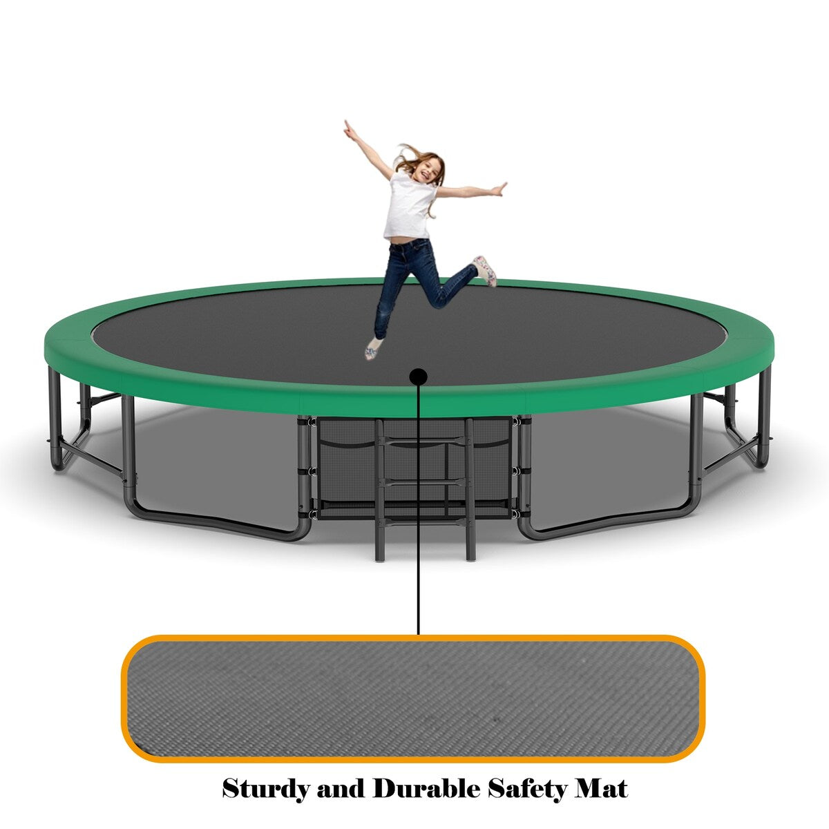 16FT Trampoline for Kids, Pumpkin Trampolines with Curved Poles, Heavy Duty Trampoline Anti-Rust Coating ASTM Approval