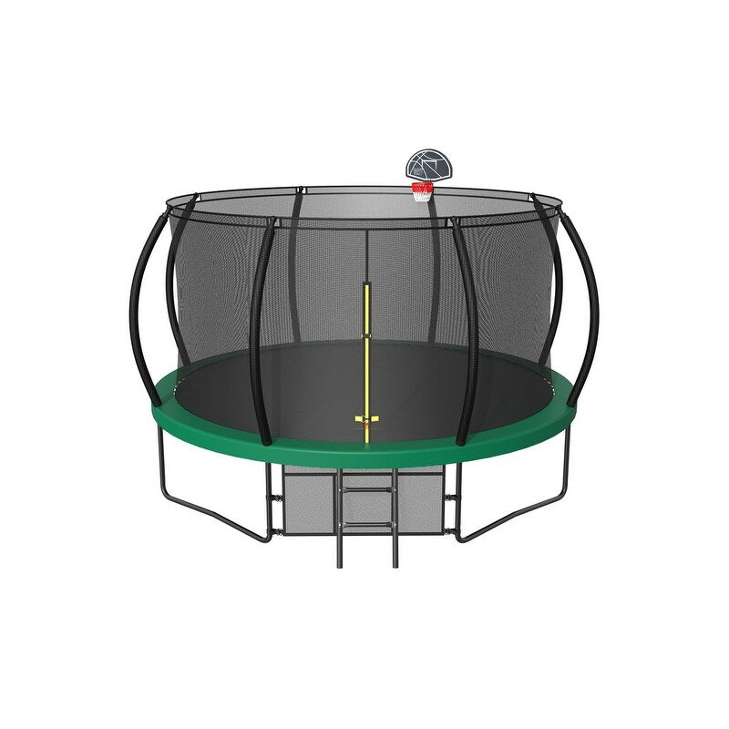 16FT Trampoline have 4 high safety enclosure poles and heavy gauge galvanized rust resistance steel construction