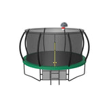 16FT Trampoline have 4 high safety enclosure poles and heavy gauge galvanized rust resistance steel construction
