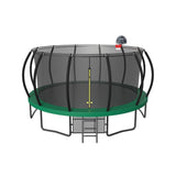 16FT Trampoline have 4 high safety enclosure poles and heavy gauge galvanized rust resistance steel construction