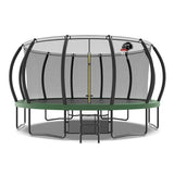 16FT Trampoline have 4 high safety enclosure poles and heavy gauge galvanized rust resistance steel construction