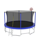 16FT Trampoline with Balance Bar & Basketball Hoop&Ball, ASTM Approved Reinforced Type Outdoor Trampoline with Enclosure Net