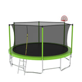 16FT Trampoline with Balance Bar & Basketball Hoop&Ball, ASTM Approved Reinforced Type Outdoor Trampoline with Enclosure Net