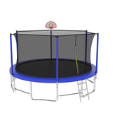 16FT Trampoline with Balance Bar & Basketball Hoop&Ball, ASTM Approved Reinforced Type Outdoor Trampoline with Enclosure Net