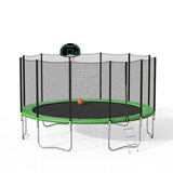 16FT Trampoline with Safety Enclosure Net & Ladder, Spring Cover Padding, Basketball Hoop