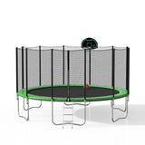 16FT Trampoline with Safety Enclosure Net & Ladder, Spring Cover Padding, Basketball Hoop