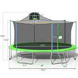 16FT Trampoline with Safety Enclosure Net and Ladder