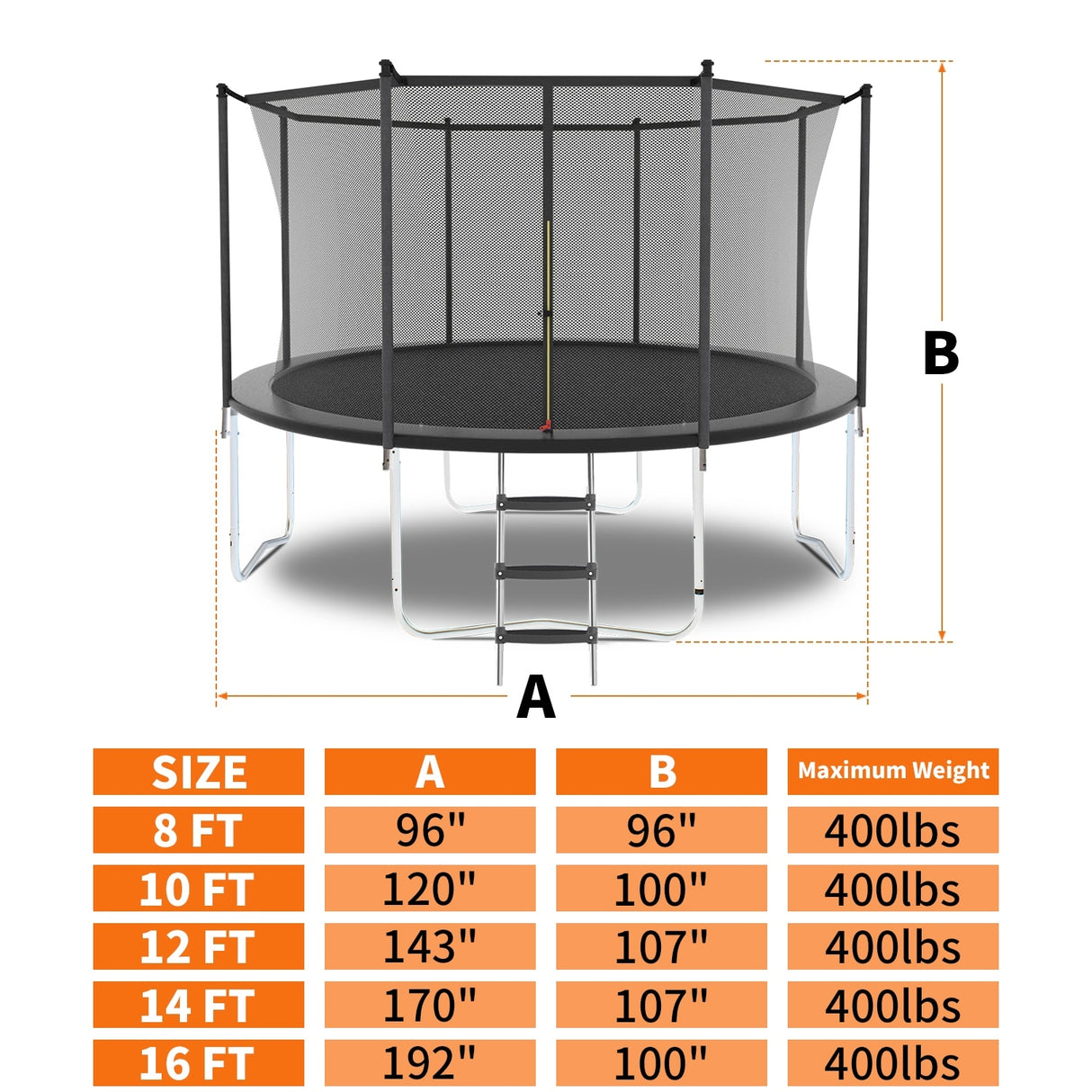 16FT Trampoline with Safety Enclosure Net, Outdoor Trampoline with Heavy Duty Jumping Mat and Spring Cover Padding for Kids and