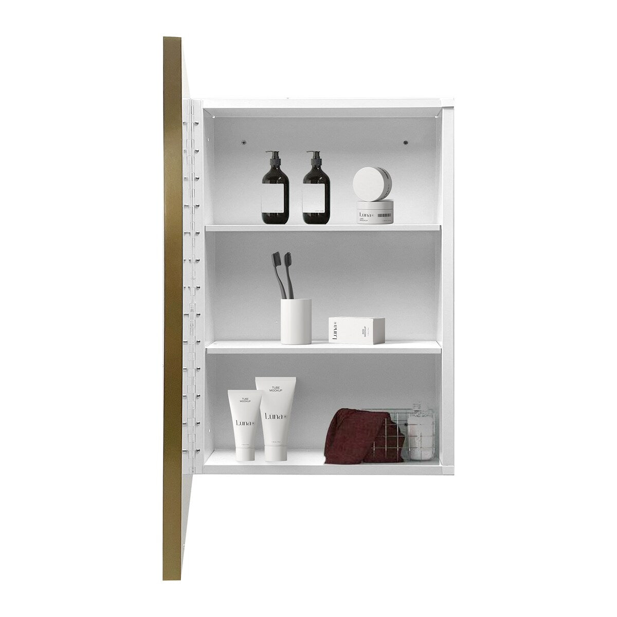 16" Aluminum Bathroom Mirror Wall Medicine Cabinet with Adjustable Shelves