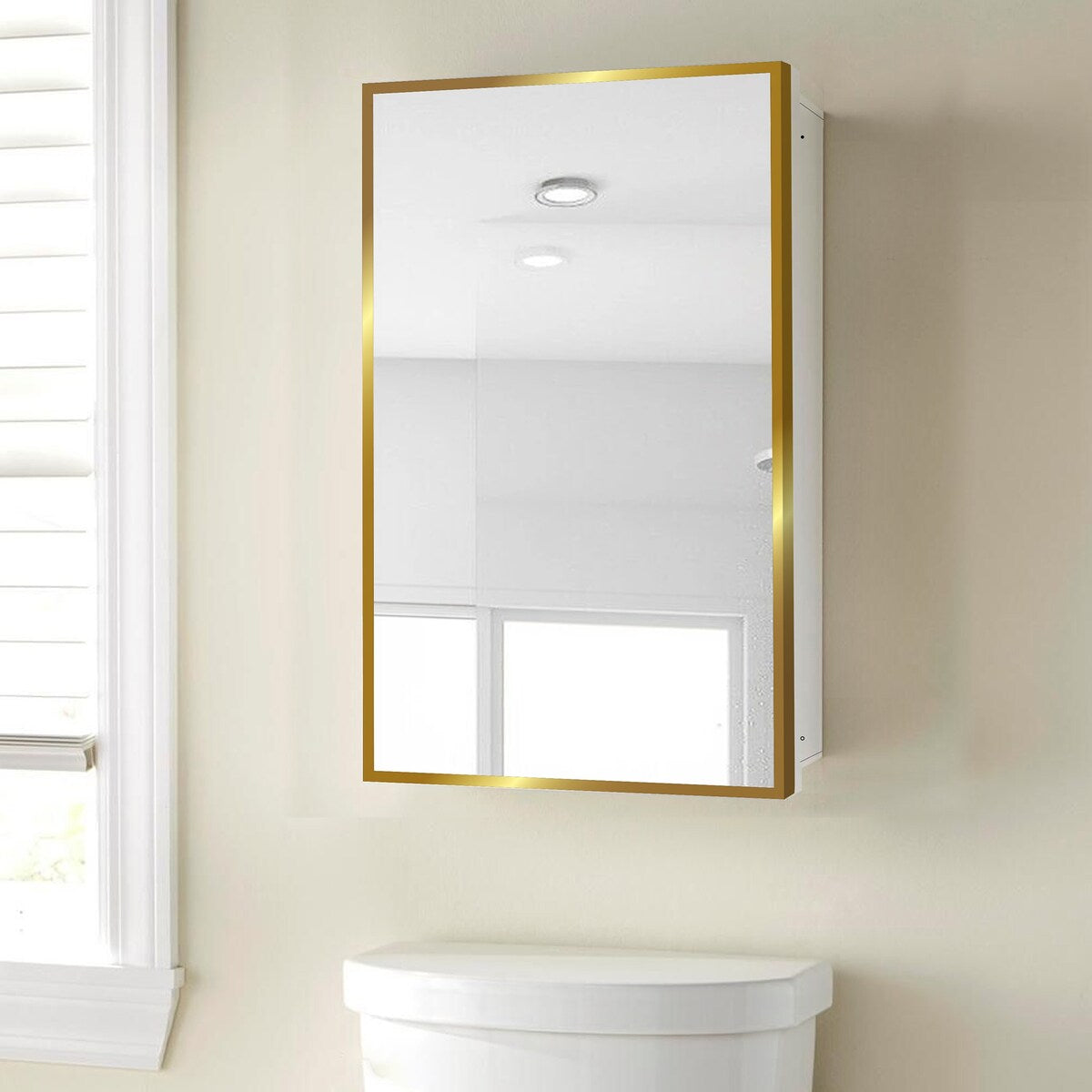 16" Aluminum Bathroom Mirror Wall Medicine Cabinet with Adjustable Shelves