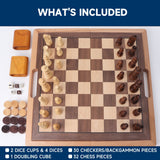 GSE™ 16" Classic 3-in-1 Wooden Folding Chess, Checker and Backgammon Board Game Combo Set