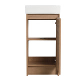 16" FreeStanding Bathroom Vanity with Sink, Mini Floor Stand Bathroom Vanity with Soft Close Door and Adjustable shelf