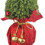 16" Glitter Bristle Tree In Lame Sack W/Bells Set of 2