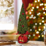 16" Glitter Bristle Tree In Lame Sack W/Bells Set of 2