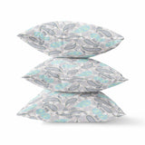 16" Gray Turquoise Boho Paisley Indoor Outdoor Throw Pillow
