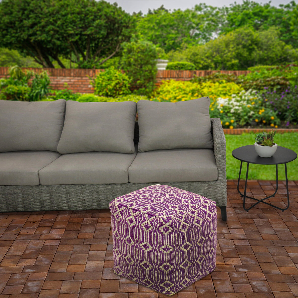 16" Hand Woven Pouf Ottoman, Lavender by National Tree Company - 16 in