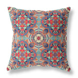 16" Orange Blue Cloverleaf Boho Suede Throw Pillow