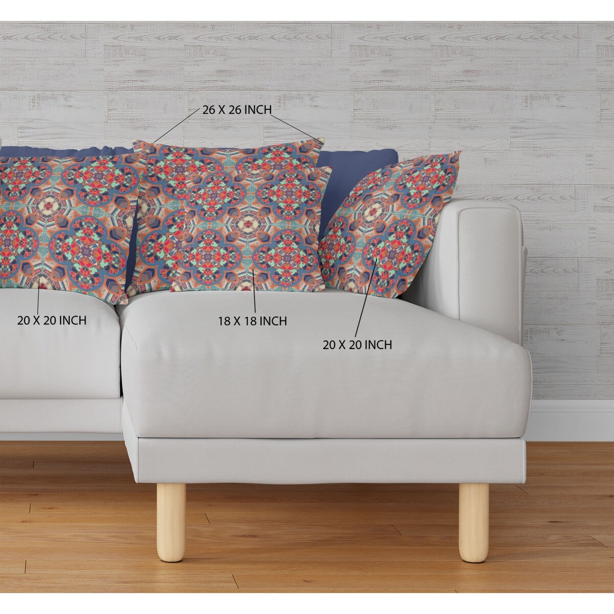16" Orange Blue Cloverleaf Boho Suede Throw Pillow
