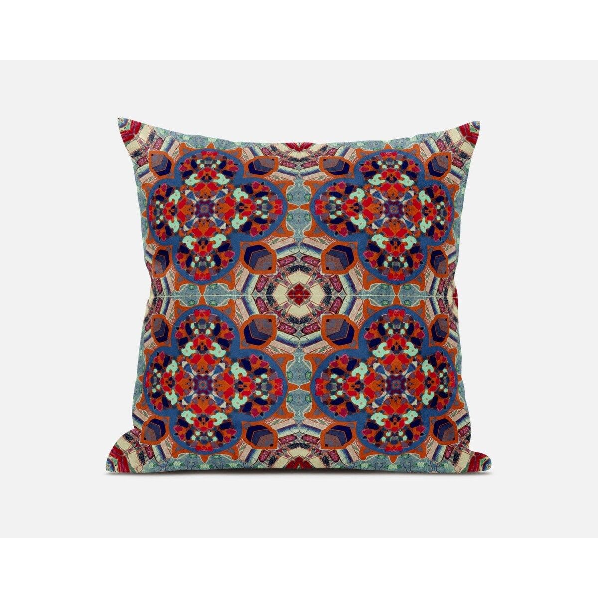 16" Orange Blue Cloverleaf Boho Suede Throw Pillow