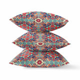16" Orange Blue Cloverleaf Boho Suede Throw Pillow