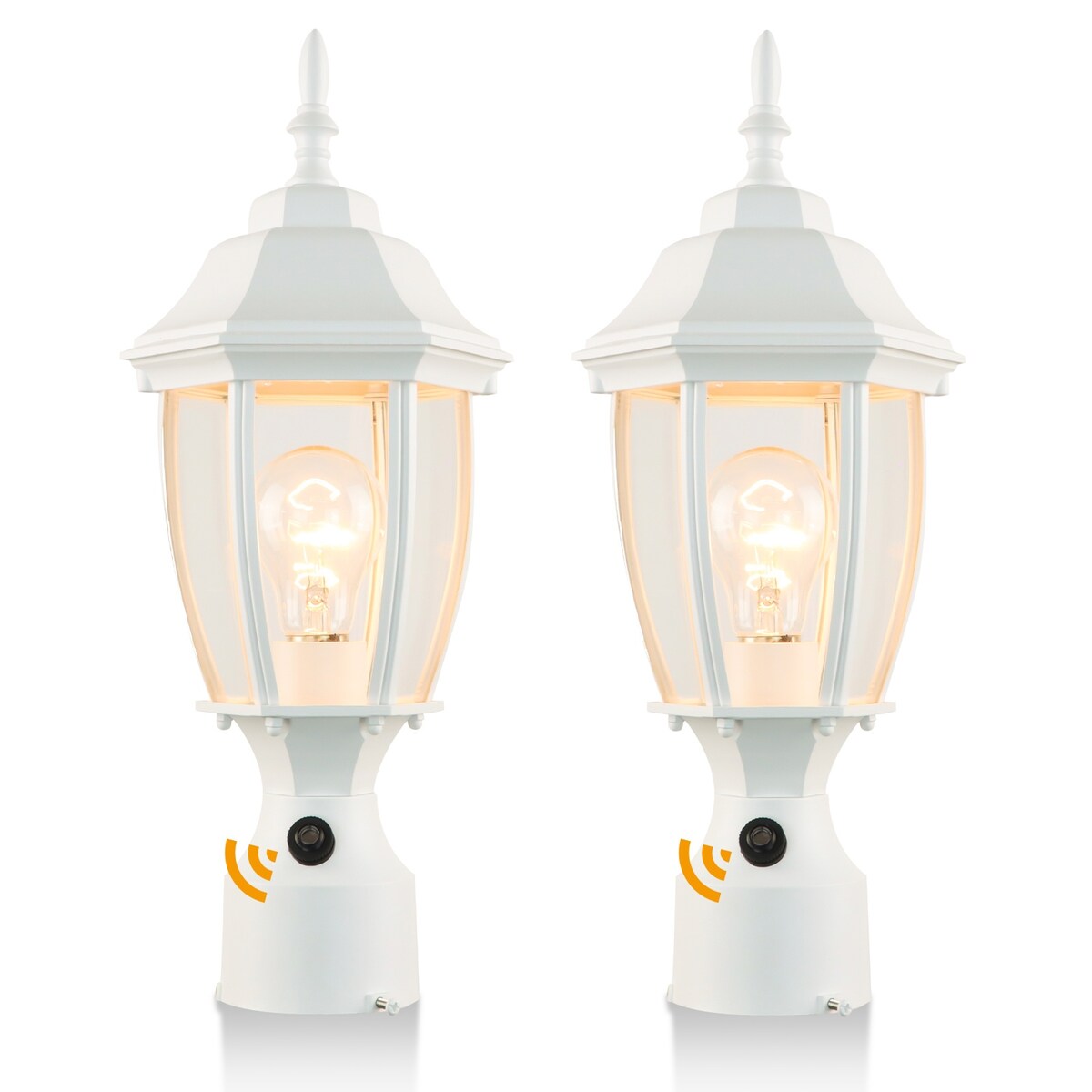 16" Post Light Fixture with Tempered Glass(2 Pack)