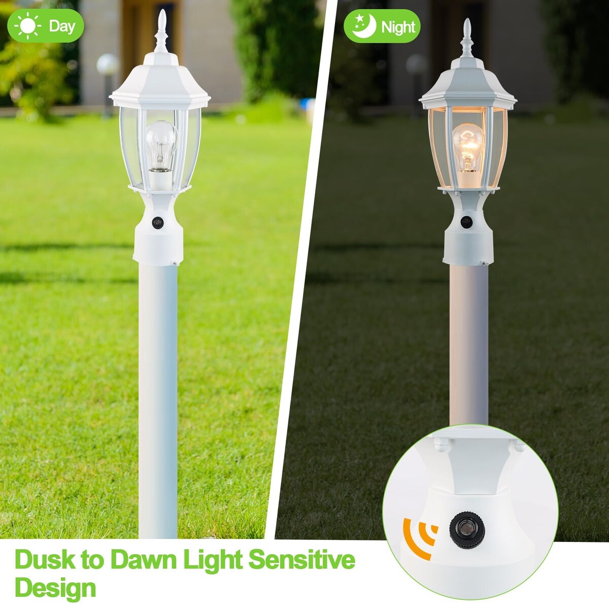 16" Post Light Fixture with Tempered Glass(2 Pack)