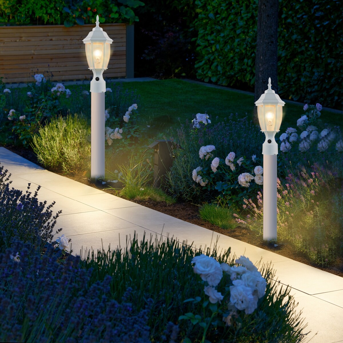 16" Post Light Fixture with Tempered Glass(2 Pack)
