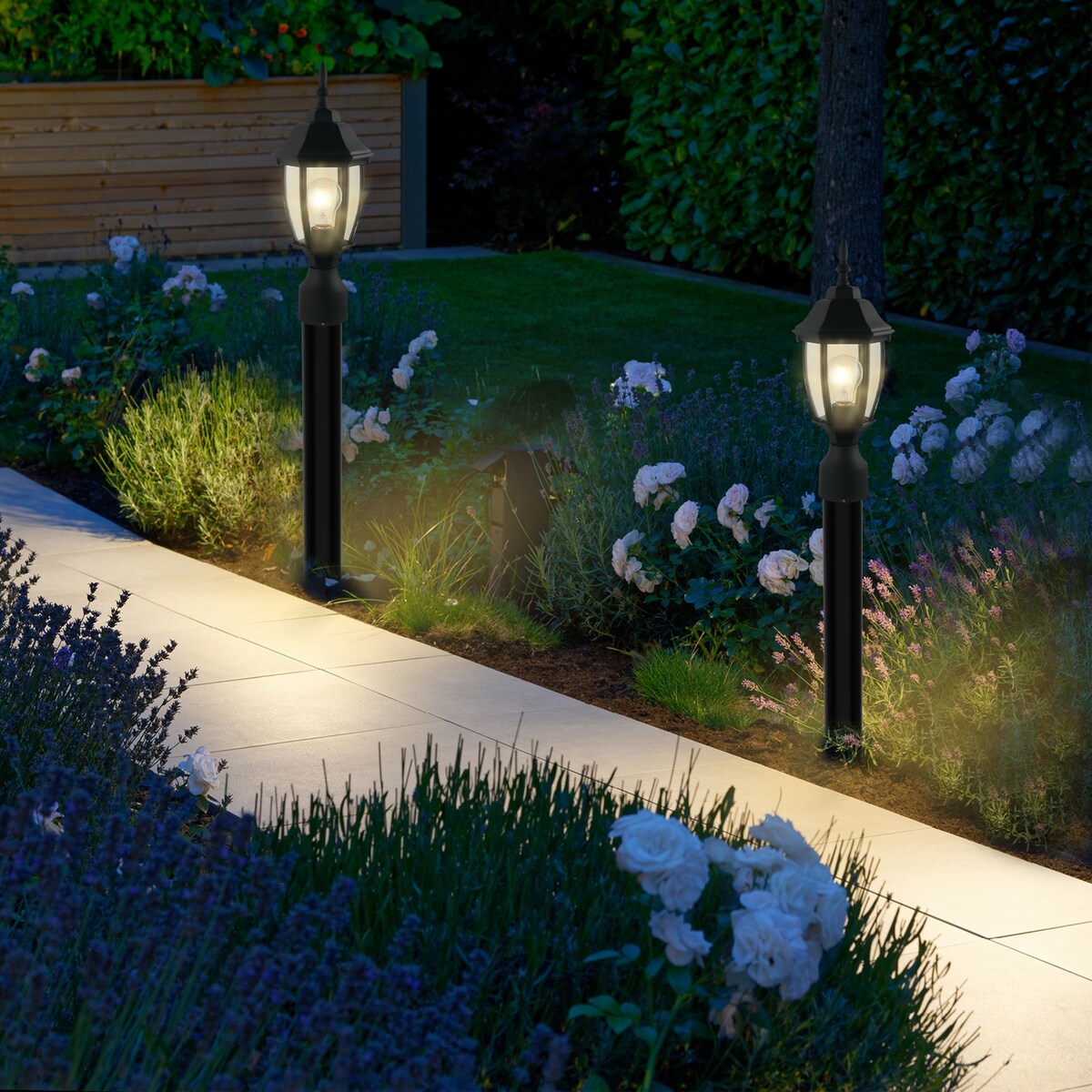 16" Post Light Fixture with Tempered Glass(2 Pack)