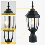 16" Post Light Fixture with Tempered Glass(2 Pack)