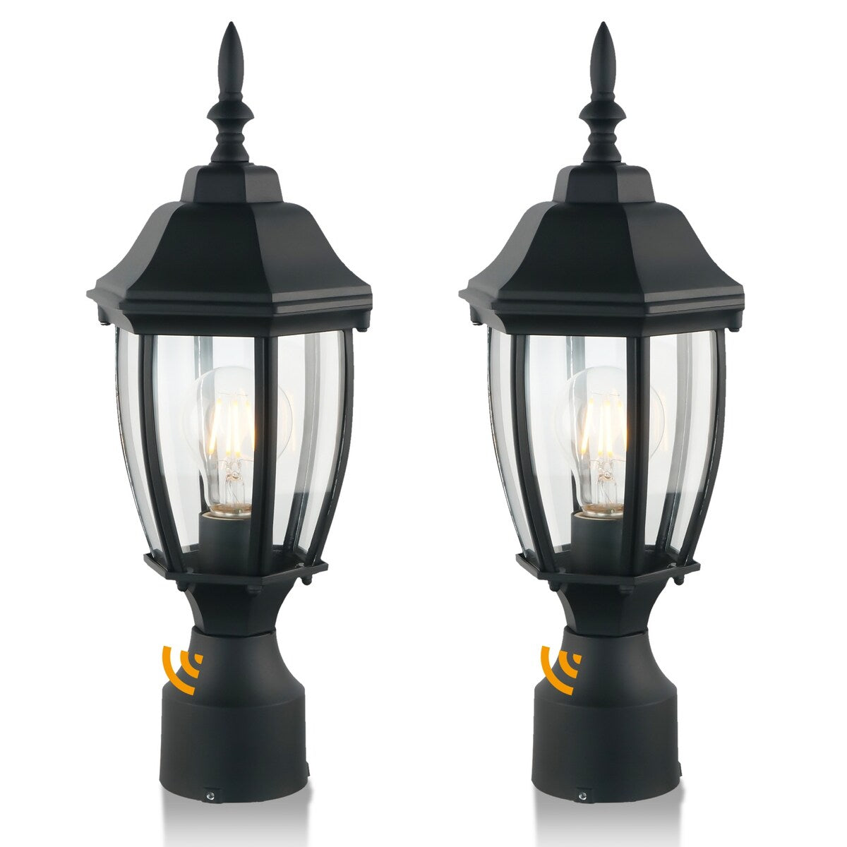 16" Post Light Fixture with Tempered Glass(2 Pack)
