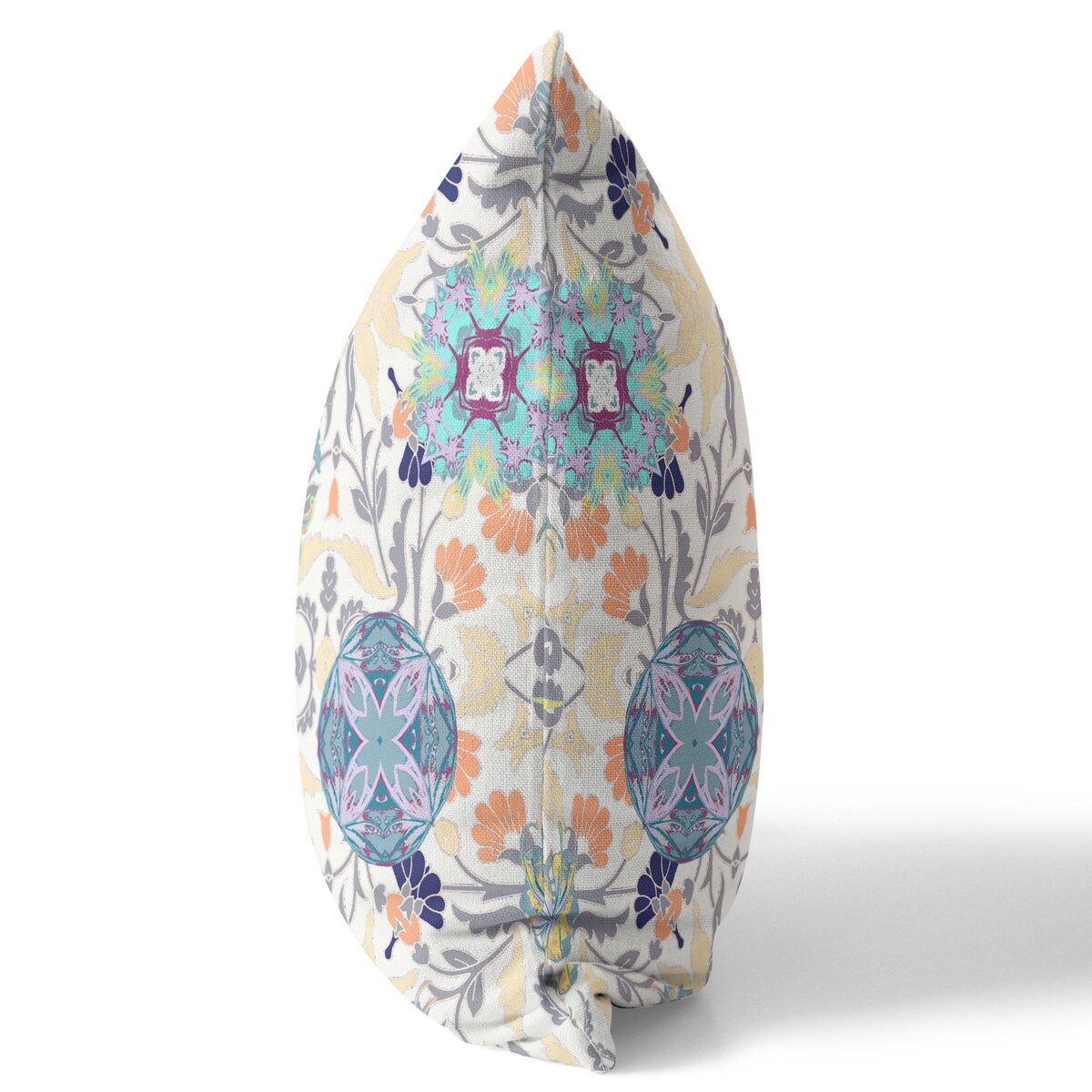 16" White Gray Peacock Indoor Outdoor Zip Throw Pillow