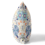 16" White Gray Peacock Indoor Outdoor Zip Throw Pillow