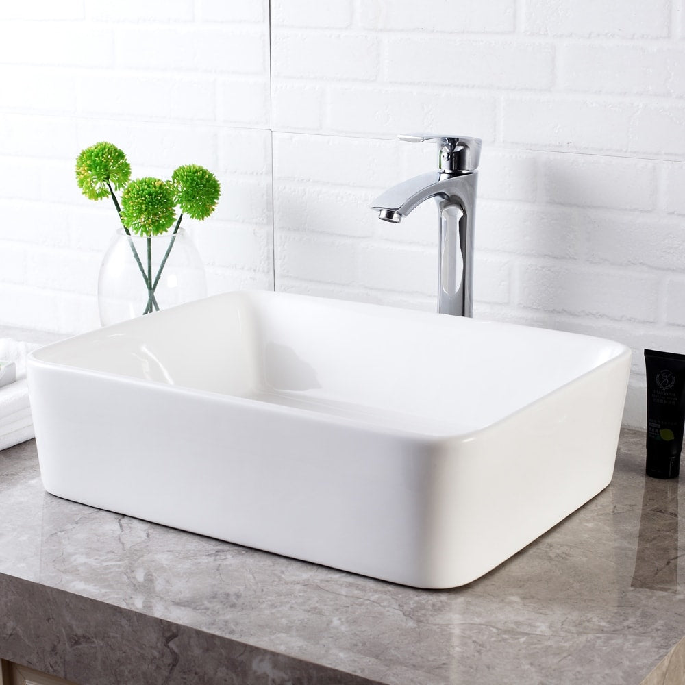 16"x12" Rectangle Ceramic Bathroom Vessel Sink