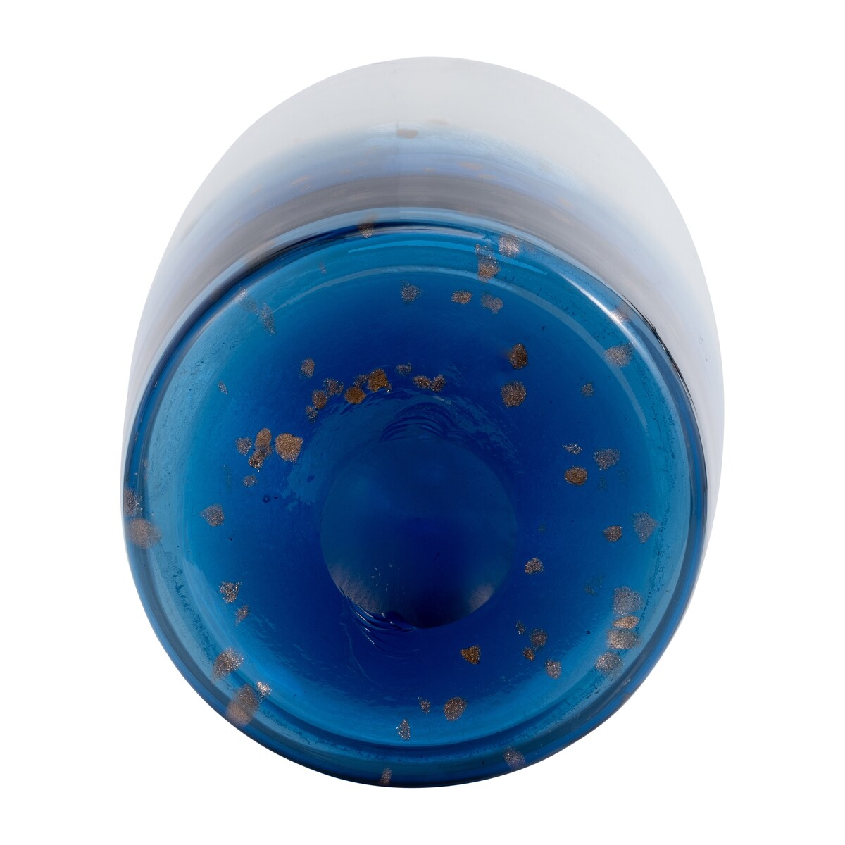 16''Hx7" Diameter Glass Vase, Two Toned White/Blue, Functional and Decorative Accent for Room Decor, Table Centerpiece,