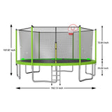 16ft Trampoline with Enclosure-New Upgraded Kids Outdoor Trampoline with Basketball Hoop and Ladder, Heavy-Duty Round Trampoline
