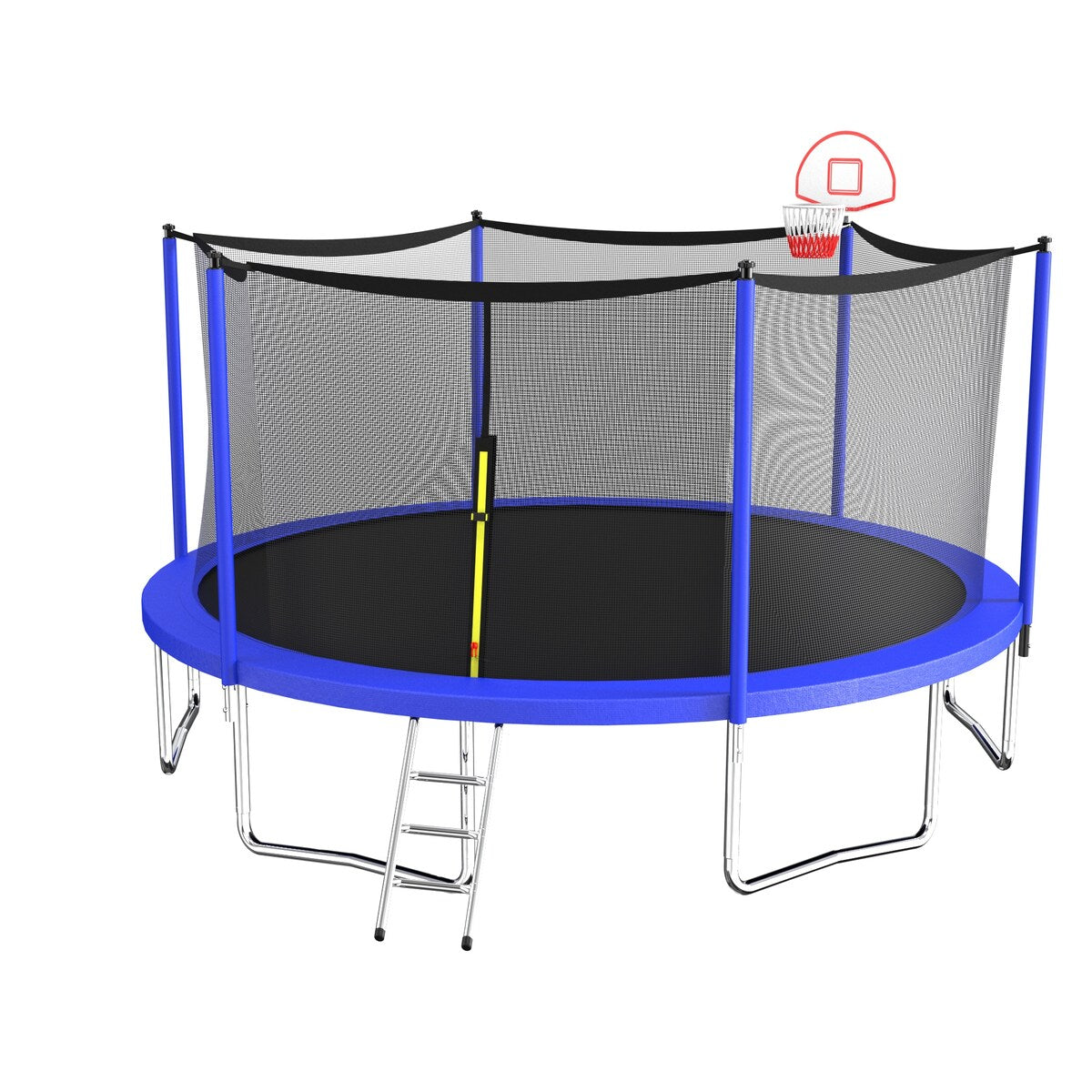 16ft Trampoline with Enclosure-New Upgraded Kids Outdoor Trampoline with Basketball Hoop and Ladder, Heavy-Duty Round Trampoline