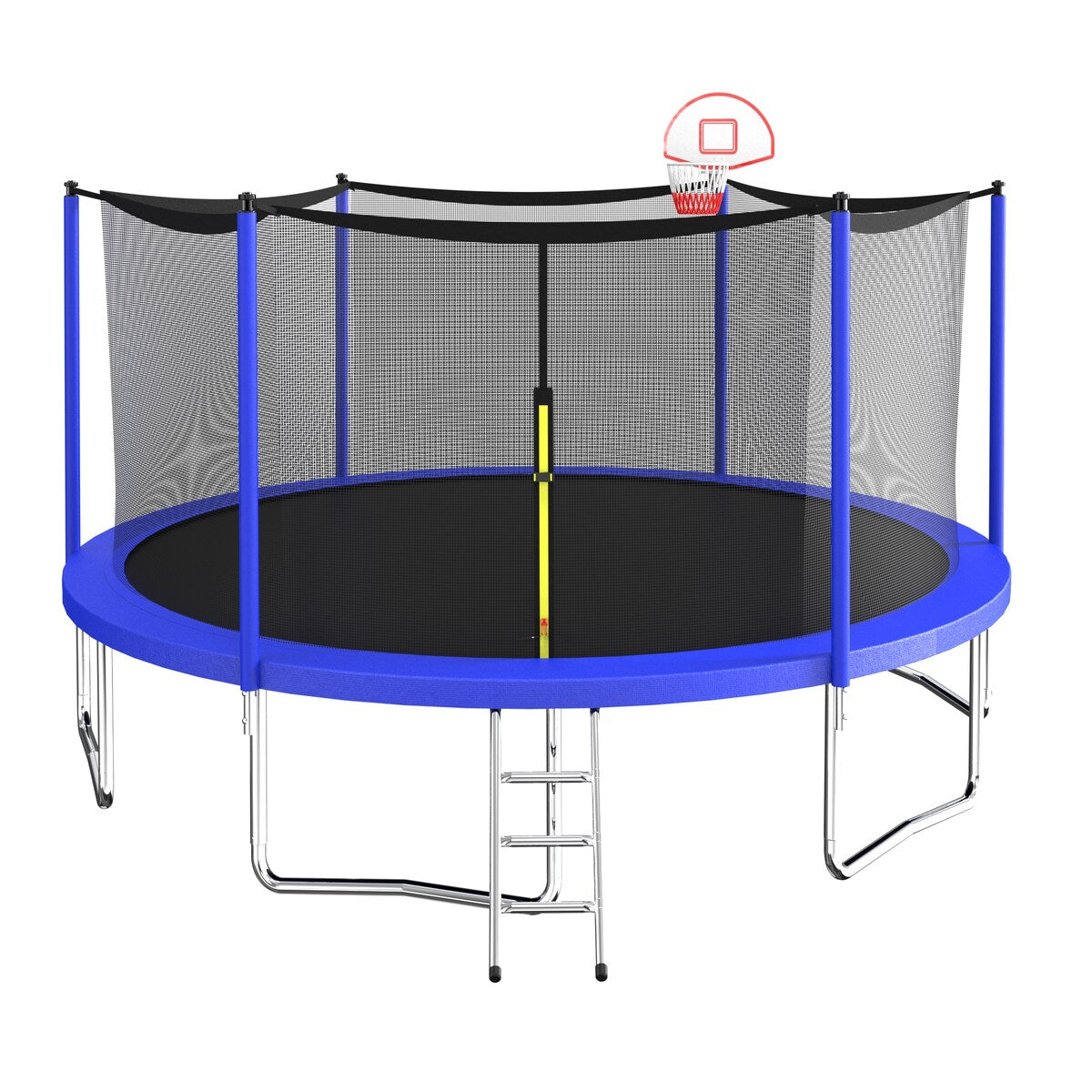 16ft Trampoline with Enclosure-New Upgraded Kids Outdoor Trampoline with Basketball Hoop and Ladder, Heavy-Duty Round Trampoline