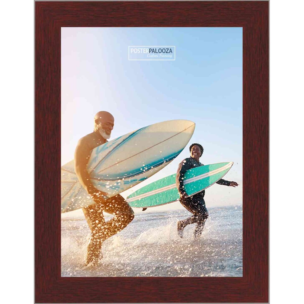 16x10 Traditional Mahogany Complete Wood Picture Frame with UV Acrylic, Foam Board Backing, & Hardware