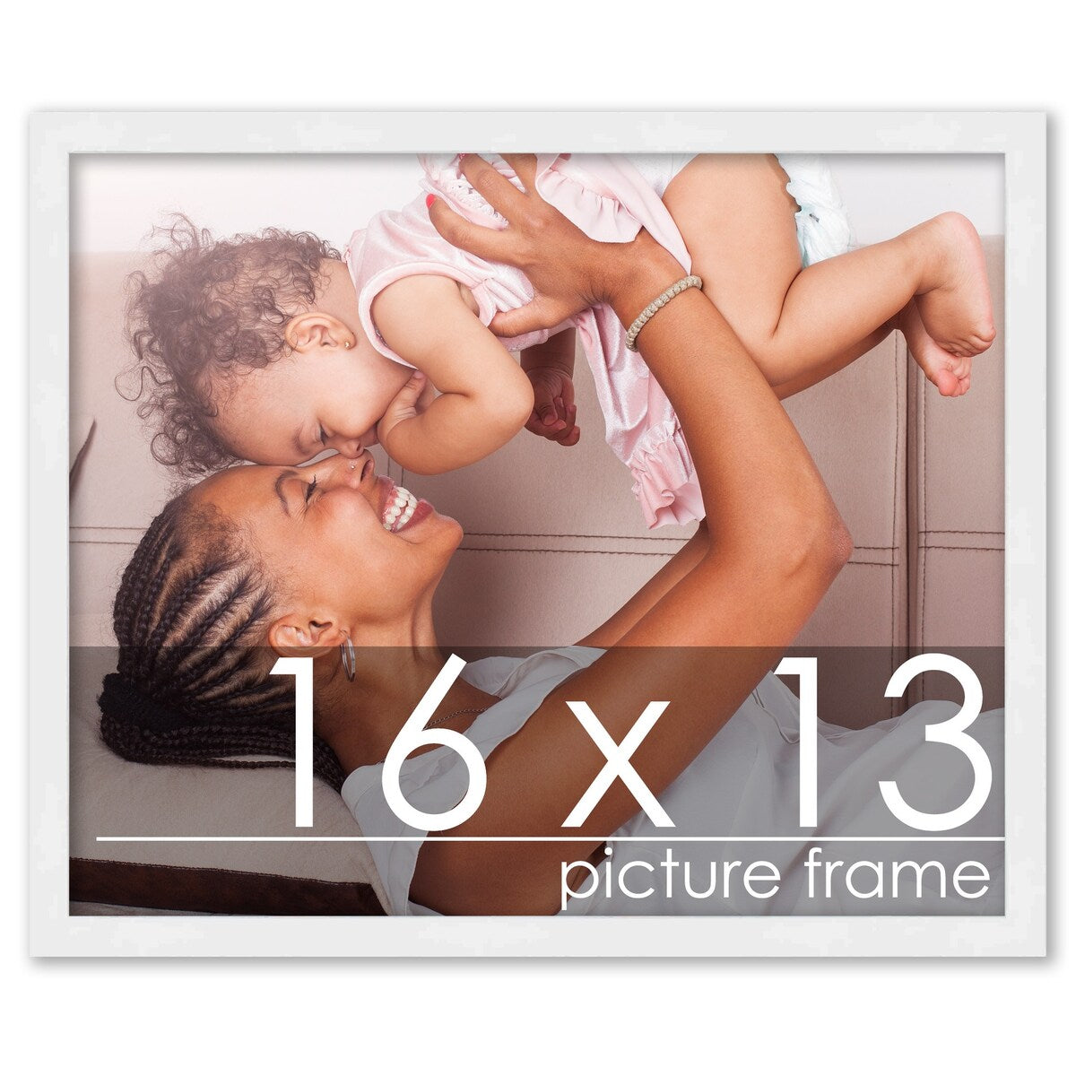 16x13 Contemporary White Wood Picture Frame - UV Acrylic, Foam Board Backing, & Hanging Hardware Included!