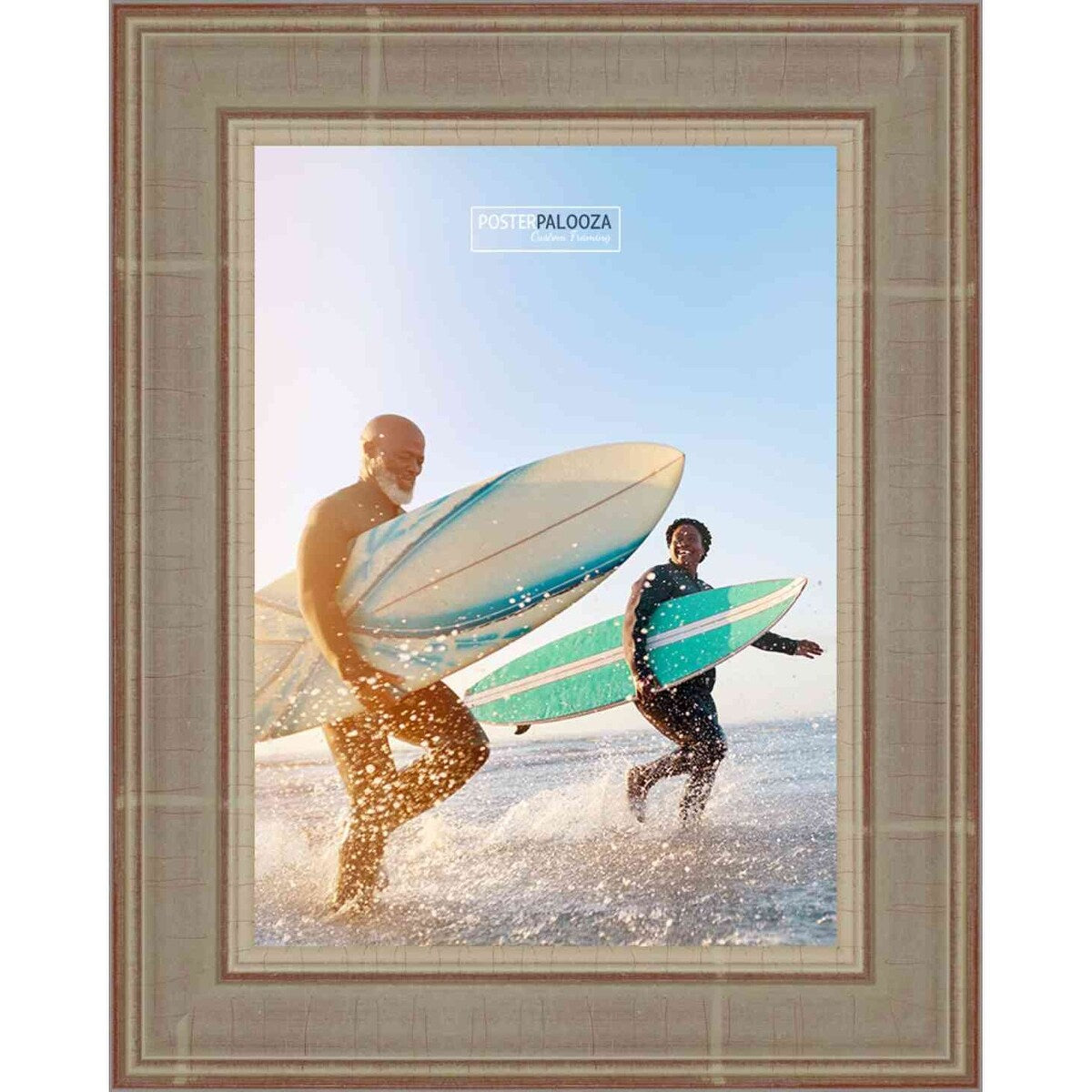 16x13 Traditional Silver Complete Wood Picture Frame with UV Acrylic, Foam Board Backing, & Hardware