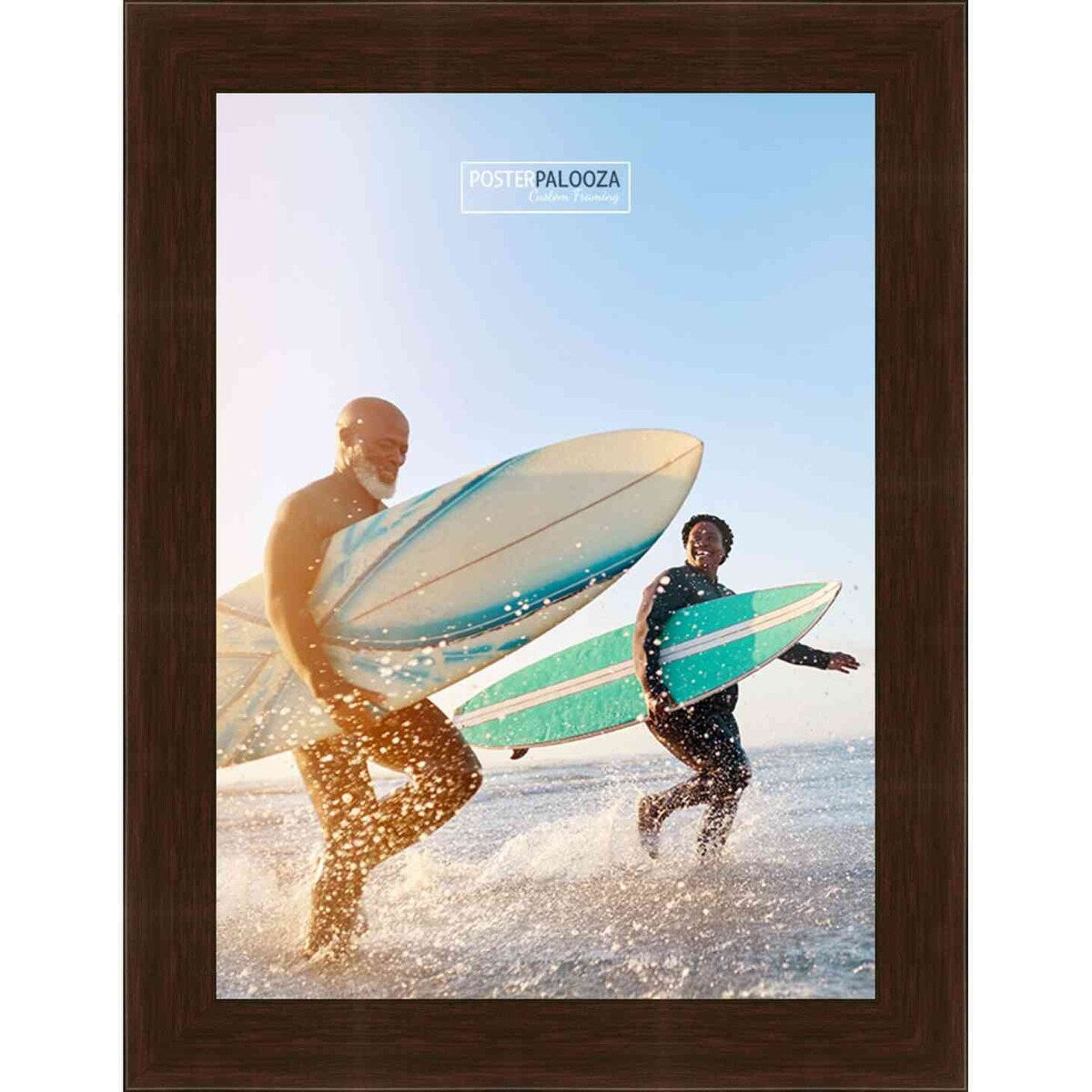 16x14 Traditional Mahogany Wood Picture Frame - UV Acrylic, Foam Board Backing, & Hanging Hardware Included!