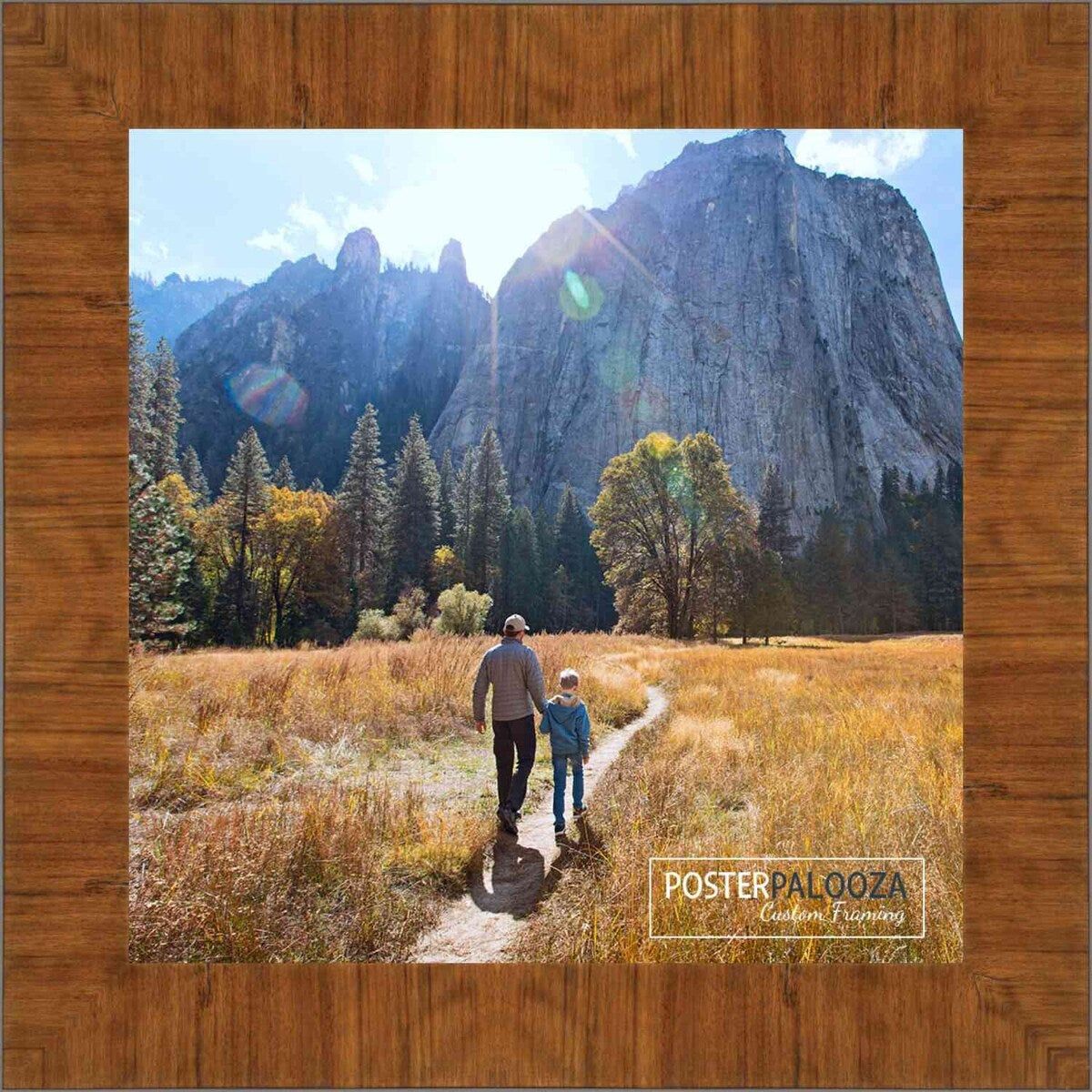 16x16 Contemporary Honey Pecan Complete Wood Square Picture Frame with UV Acrylic, Foam Board Backing, & Hardware