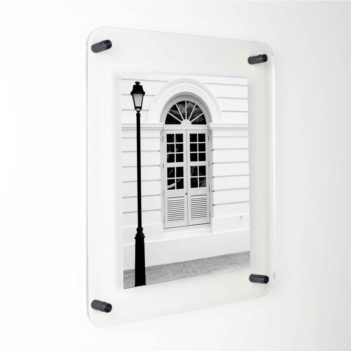 16x20 Floating Acrylic Frame Black Standoff Wall Mount Hardware - 16x20 Clear Acrylic Frameless Frame - Full Size 20x24 In
