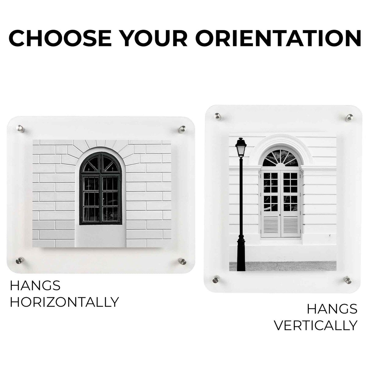 16x20 Floating Acrylic Frame Black Standoff Wall Mount Hardware - 16x20 Clear Acrylic Frameless Frame - Full Size 20x24 In