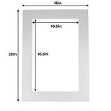 16x20 Mat for 11x17 Photo - Metallic Silver Matboard for Frames Measuring 16 x 20 In- To Display Art Measuring 11 x 17 Inches