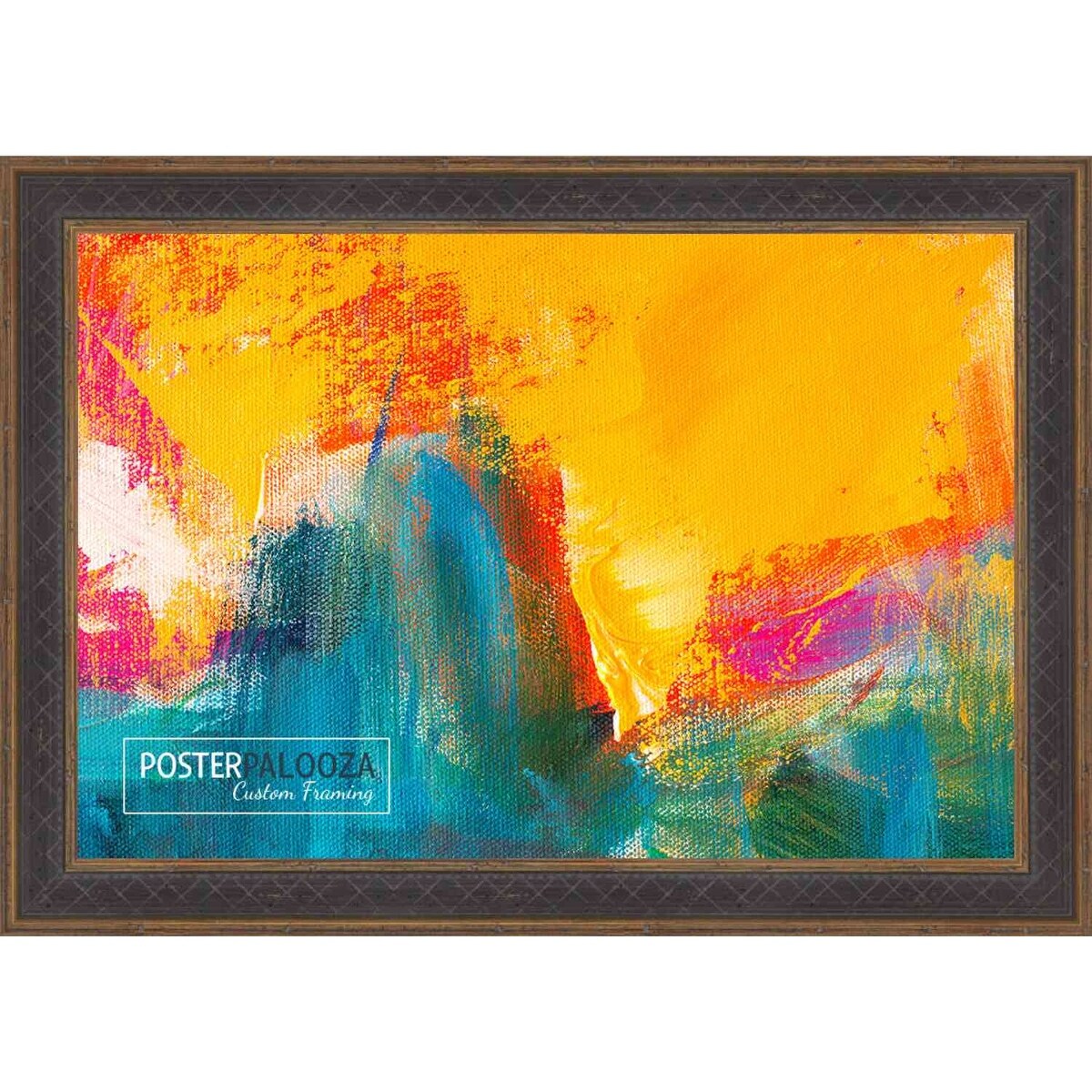 16x36 Traditional Antique Gold Complete Wood Panoramic Frame with UV Acrylic, Backing, & Hardware