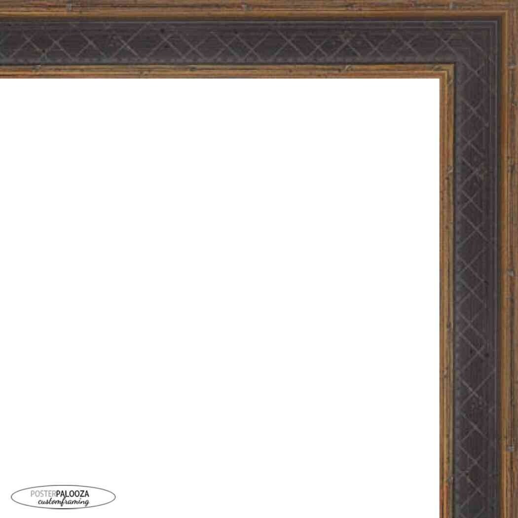 16x36 Traditional Antique Gold Complete Wood Panoramic Frame with UV Acrylic, Backing, & Hardware