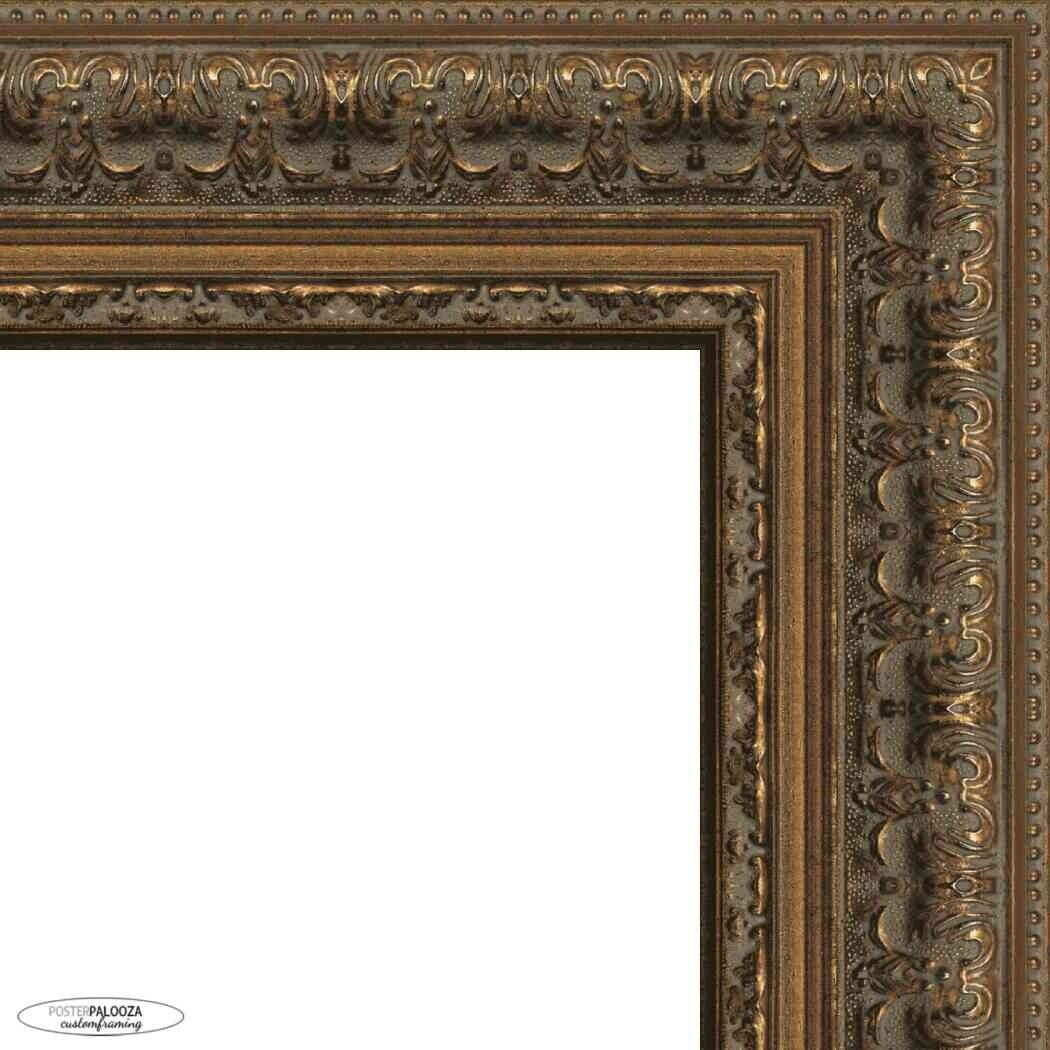 16x8 Ornate Antique Gold Complete Wood Picture Frame with UV Acrylic, Foam Board Backing, & Hardware